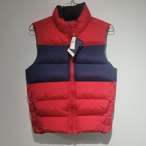 Gap Kids Down Fill Recycled Polyester Puffer Vest Large Red Blue Unisex NEW